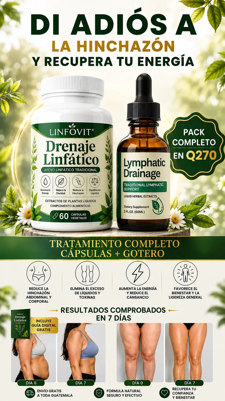 Linfovit™ Dúo Completo | Gotero + Capsulas Contra Líquidos Retenidos 🌿
